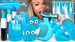 ASMR BLUE DESSERTS EDIBLE COMB GIANT SYRINGE EDIBLE LIPSTICK MUKBANG 먹방 [upl. by Einnhoj708]