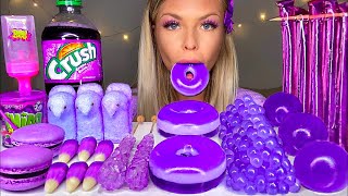 ASMR PURPLE FOOD JELLY DONUT PEEPS CANDY CORN POPPING BOBA ROCK CANDY GRAPE CRUSH MUKBANG 먹방 [upl. by Ranique]