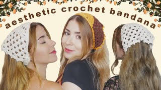 aesthetic crochet bandana  beginner friendly tutorial anyone can do✨ [upl. by Hibben274]