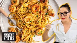 Spicy Garlic Shrimp Spaghetti  Marions Kitchen [upl. by Gaskill]