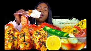 SEAFOOD BOIL MUKBANG LOBSTER TAIL MUKBANG SEAFOOD ALFREDO  CHEESE SAUCE MUKBANG [upl. by Dloreh637]