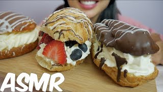 ASMR Cream Filled Fresh Fruits Donuts SOFT EATING SOUNDS  SASASMR [upl. by Boggers632]