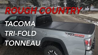 1621 Toyota Tacoma  Rough Country Low Profile Hard TriFold Tonneau Cover  INSTALLATION amp REVIEW [upl. by Neelie]