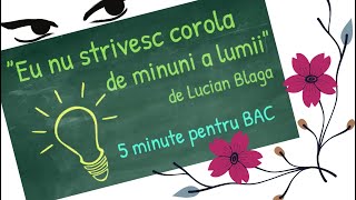 ”Eu nu strivesc corola de minuni a lumii” de Lucian Blaga Bacalaureat [upl. by Aseiram]