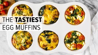 EGG MUFFINS 3 WAYS  healthy breakfast meal prep recipe [upl. by Heintz]