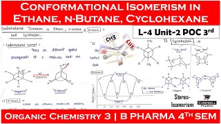 Conformational Isomerism in Ethane nButane and Cyclohexane  Geometrical Isomerism  L4 U2 POC 3 [upl. by Essej485]