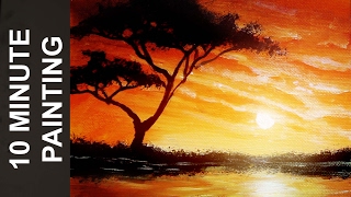 Painting an African Landscape with Acrylics in 10 Minutes [upl. by Cocke]