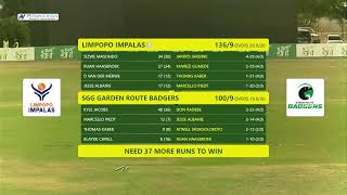 CSA Provincial T20 KnockOut Challenge  Limpopo Impalas vs SGG Garden Route Badgers [upl. by Ansilma901]