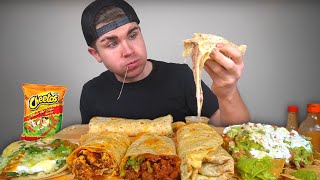 Cheesy Mexican Food Mukbang Round 2 Burritos Loaded Tostada Fish Taco [upl. by Ttereve231]