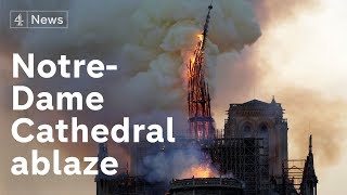 NotreDame Cathedral fire Paris landmark ablaze as spire collapses [upl. by Groveman]