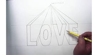 One Point Perspective 3D Word Drawing [upl. by Chantalle]