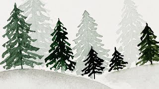 Tuto aquarelle  forêt de sapins 🌲 [upl. by Valle]