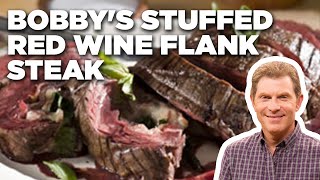 Bobby Flays Stuffed Red Wine Flank Steak  Boy Meets Grill  Food Network [upl. by Ori]