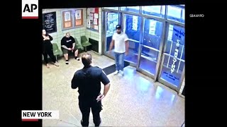 Video shows knife wielding man at NYPD precinct [upl. by Ytsirt104]