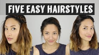 Five Quick amp Easy Hairstyles  How to Style Medium Length Hair [upl. by Sices]