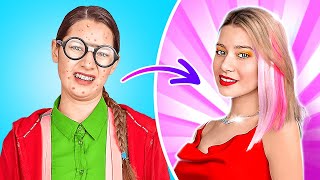 POPULAR GIRL VS NERD How To Become Popular At School Overnight TikTok Makeover By 123GO CHALLENGE [upl. by Isaacson532]