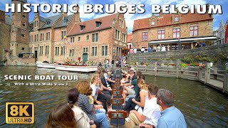 Historic Bruges Belgium Scenic Boat Tour 8K [upl. by Anayi]