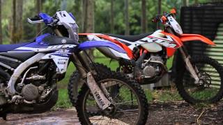 2015 KTM 250EXCF vs 2015 Yamaha WR250F [upl. by Drolyag]