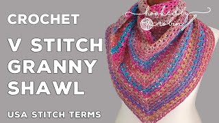 Crochet V Stitch Granny Triangle Shawl SUPER FAST [upl. by Chavez]