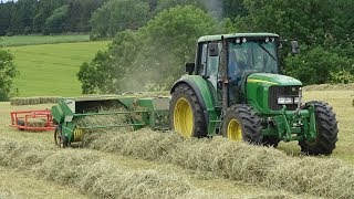 Baling Hay with John Deere 6320 amp JD small square baler  Hay 2019 [upl. by Coe]