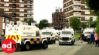 Belfast Bonfire Riot Forces Police to Retreat From Estate [upl. by Eeniffar]