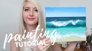 PAINTING TUTORIAL Acrylic Ocean for Beginners  Katie Jobling Art [upl. by Annohs67]