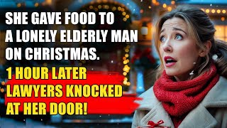 She Gave Food to a Lonely Elderly Man on Christmas 1 Hour Later Lawyers Knocked at Her Door [upl. by Burkhart]