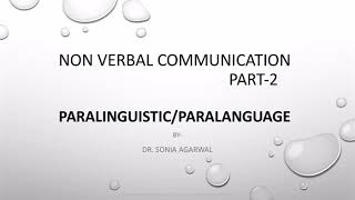 Non verbal communicationparalinguistic in hindi [upl. by Einotna]