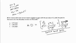 CFA Tutorial Fixed Income Calculating Macaulay Duration For A Bond [upl. by Ardussi]