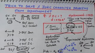 Trick to Solve Percentage Ionic character problems easily from Dipolemoment [upl. by Auliffe646]