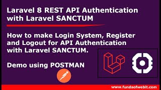 Laravel 8 API Authentication with Laravel Sanctum  Login Register amp logout with Laravel Sanctum [upl. by Giulia905]