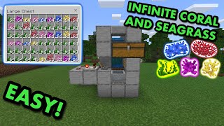 SIMPLE AUTOMATIC CORAL AND SEAGRASS FARM TUTORIAL in Minecraft Bedrock MCPEXboxPS4SwitchPC [upl. by Annaoi]