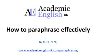 How to paraphrase effectively  academic paraphrasing [upl. by Sidman]