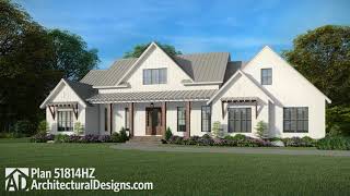 3Bed Modern Farmhouse House Plan 51814HZ Tour amp Walkthru ADHousePlans 2500 Sq Ft Farmhouse Plan [upl. by Langston]