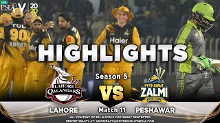 Lahore Qalandars vs Peshawar Zalmi  Full Match Highlights  Match 11  28 Feb  HBL PSL 2020 [upl. by Ecnedac]