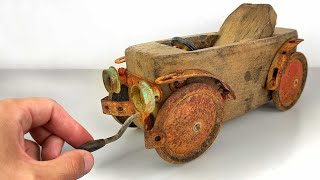 Vintage Wooden Toy Car  Restoration amp Repair [upl. by Oiliruam]