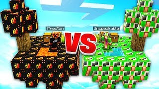 PRESTONPLAYZ vs UNSPEAKABLEGAMING LUCKY BLOCKS  1v1 Minecraft Modded Sky Wars [upl. by Debi157]