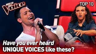 Incredibly UNIQUE VOICES on The Voice  TOP 10 [upl. by Einnij]