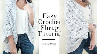 How to Crochet an Easy Shrug  Crochet Shrug Tutorial [upl. by Shaver]