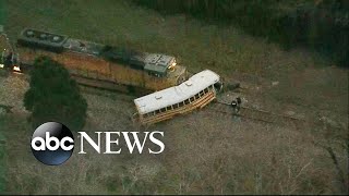 Town mourns student killed in train collision with school bus [upl. by Nnednarb670]