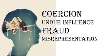 Coercion Undue Influence Fraud Misrepresentation  Indian Contract Act 1872  Law Guru [upl. by Ynotna]