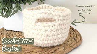 Crochet Mini Basket tutorial  EASY CROCHET [upl. by Cherin]