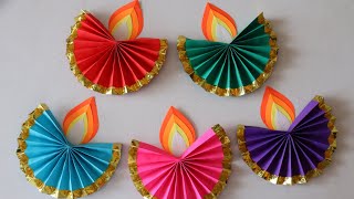 Diya Making With Paper  Paper Diya Decoration  DIY  Diwali Decoration Ideas  paper craft [upl. by Coumas]