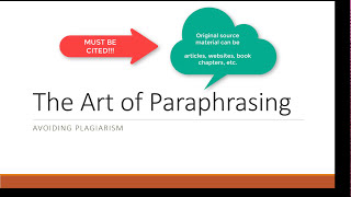 The Art of Paraphrasing Avoiding Plagiarism [upl. by Jaala325]