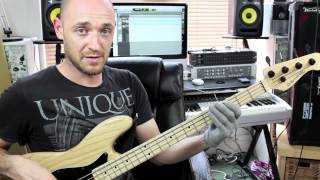 Funky Bass Groove Breakdown  Lesson With Scott Devine L66 [upl. by Ahtennek]