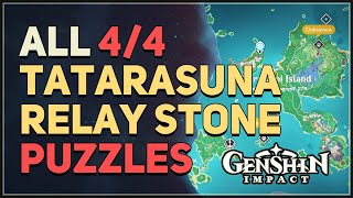 All 4 Tatarasuna Relay Stone Puzzles Genshin Impact Kannazuka [upl. by Yllah]