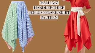 How to cut falling handkerchief flarepeplumskirt [upl. by Anahcar]