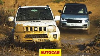 Range Rover Autobiography vs Suzuki Jimny  4x4 face off  Autocar [upl. by Karlis]