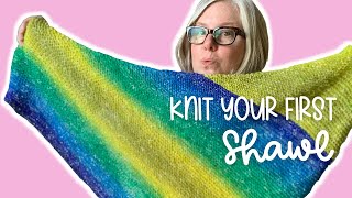 How to Knit a Triangle Shawl for Beginners  4 Easy Steps [upl. by Cosette]