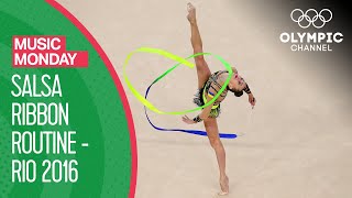 Ganna Rizatdinovas Rhythmic Ribbon Performance at Rio 2016  Music Monday [upl. by Thant]